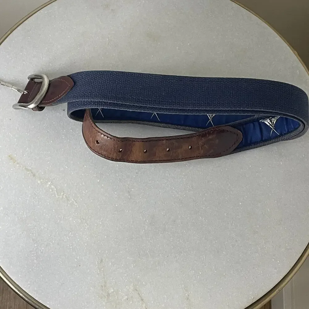 Belted Cow Co Nautical Sailboat Ribbon Club Belt Mens 44 Leather Preppy Yacht